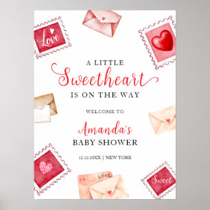 Love Letter Stamp Sweetheart Baby shower Welkom Poster