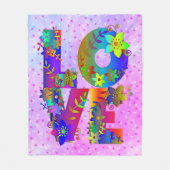 LOVE Letter Word Floral Rainbow Flowers Fleece Deken (Voorkant)