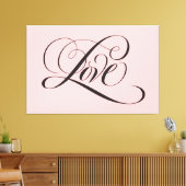 LOVE Lettering Calligrafie Blush Pink en Black Canvas Afdruk (Insitu (Woonkamer))