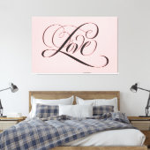 LOVE Lettering Calligrafie Blush Pink en Black Canvas Afdruk (Insitu (Slaapkamer))