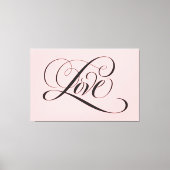LOVE Lettering Calligrafie Blush Pink en Black Canvas Afdruk (Voorkant)