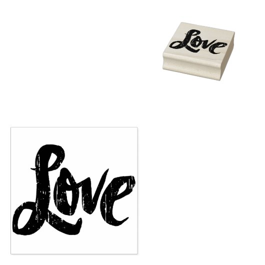 LOVE Lettering Distressed Calligraphy Romance Rubberstempel (Gestempeld)