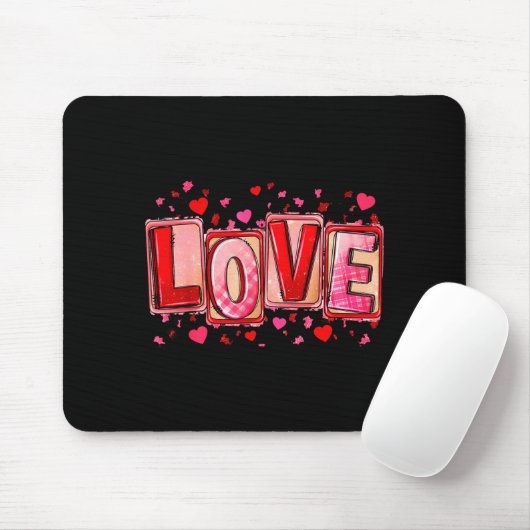 Love Lettering Leopard Day Pink Valentine s Muismat (Met muis)