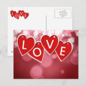 Love Lettering Red Hearts Briefkaart (Voorkant / Achterkant)