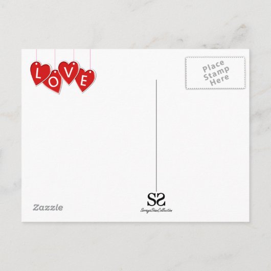 Love Lettering Red Hearts Briefkaart (Achterkant)