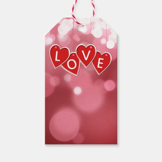 Love Lettering Red Hearts Cadeaulabel (Voorkant)