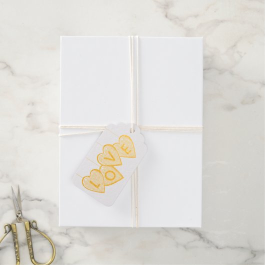 Love Lettering Red Hearts Cadeaulabels (Met Koord)