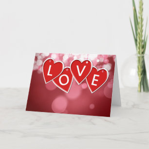 Love Lettering Red Hearts Card Kaart