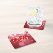 Love Lettering Red Hearts Kartonnen Onderzetters (Insitu)