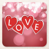 Love Lettering Red Hearts Kartonnen Onderzetters (Voorkant)