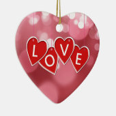 Love Lettering Red Hearts Keramisch Ornament (Rechts)