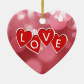 Love Lettering Red Hearts Keramisch Ornament (Voorkant)