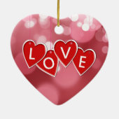 Love Lettering Red Hearts Keramisch Ornament (Achterkant)