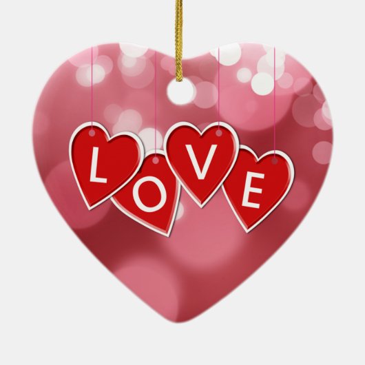 Love Lettering Red Hearts Keramisch Ornament (Achterkant)