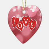Love Lettering Red Hearts Keramisch Ornament (Links)