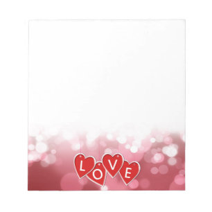 Love Lettering Red Hearts Notitieblok