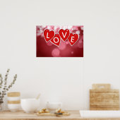 Love Lettering Red Hearts Poster (Keuken)
