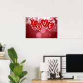 Love Lettering Red Hearts Poster (Thuiskantoor)