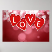 Love Lettering Red Hearts Poster (Voorkant)