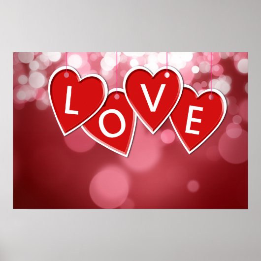 Love Lettering Red Hearts Poster (Voorkant)