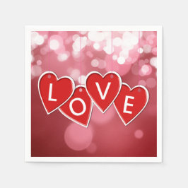 Love Lettering Red Hearts Servetten