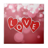 Love Lettering Red Hearts Tegeltje (Voorkant)