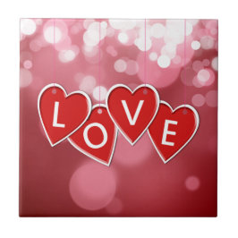 Love Lettering Red Hearts Tegeltje