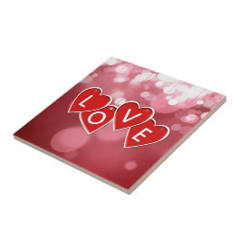 Love Lettering Red Hearts Tegeltje