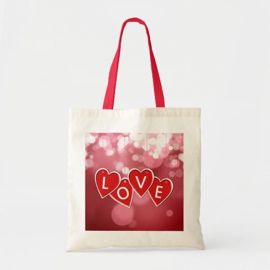 Love Lettering Red Hearts Tote Bag (Voorkant)