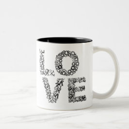 Love Letters-Black Tweekleurige Koffiemok