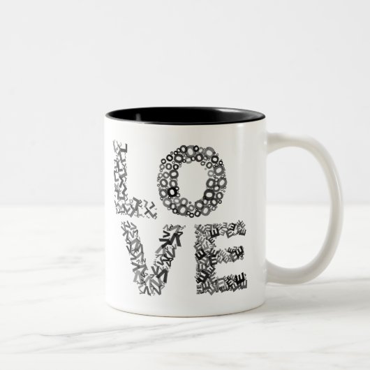 Love Letters-Black Tweekleurige Koffiemok (Rechts)