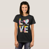 LOVE Letters Boho Hippie Vibes Daisy Pastel Print T-shirt (Voorkant volledig)