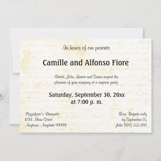 Love Letters Golden Jubileum Party Kaart (Achterkant)