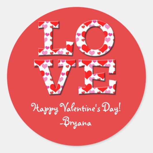 LOVE Letters Heart Typografie Valentijnse Sticker (Voorkant)
