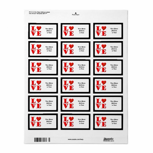 LOVE letters ( L ♥ VE) Etiket (Full Sheet)