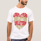 Love Letters Red Gold Glitter Heart T-shirt (Voorkant)