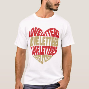 Love Letters Red Gold Glitter Heart T-shirt