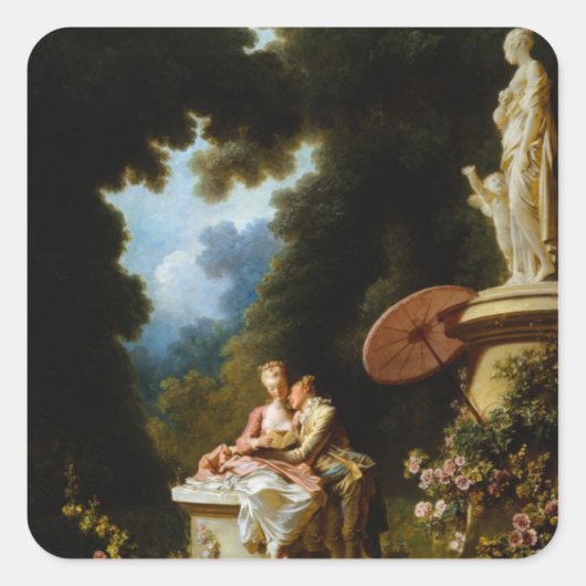 Love Letters van Jean Honore Fragonard Vierkante Sticker (Voorkant)