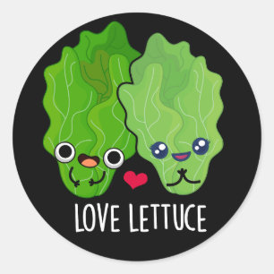 Love Lettuce Funny Veggie Pun Dark BG Ronde Sticker