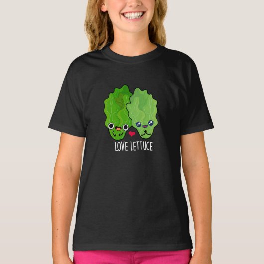 Love Lettuce Funny Veggie Pun Dark BG T-shirt (Voorkant)