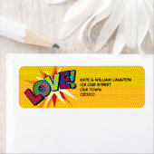 LOVE Leuke Retro Stripboek Pop Art Adres Etiket (Insitu)