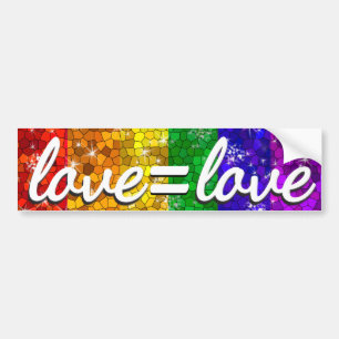 Love LGBT Gay Pride Glitter Rainbow Flag Bumpersticker