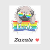 Love LGBT Gay Pride Month Pug Hondenliefhebber LG Sticker (Vel)
