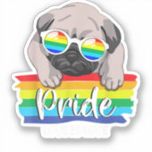 Love LGBT Gay Pride Month Pug Hondenliefhebber LG Sticker (Voorkant)
