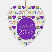 Love LGBT Gay Pride Rainbow Cake Heart Keramisch Ornament (Rechts)