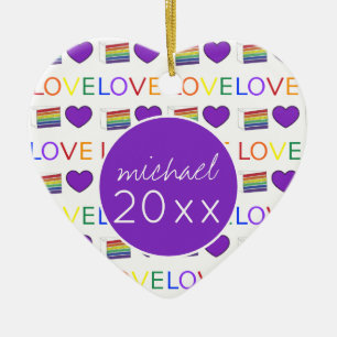 Love LGBT Gay Pride Rainbow Cake Heart Keramisch Ornament