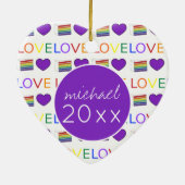 Love LGBT Gay Pride Rainbow Cake Heart Keramisch Ornament (Achterkant)