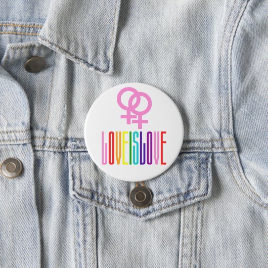 Love LGBT Pride Lesbian Love Rainbow Flag Ronde Button 7,6 Cm (In situ)