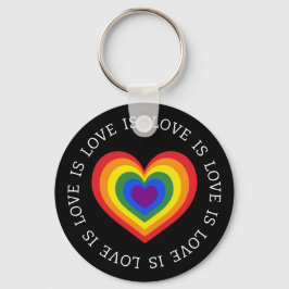 Love LGBTQ Rainbow Heart on Black Sleutelhanger