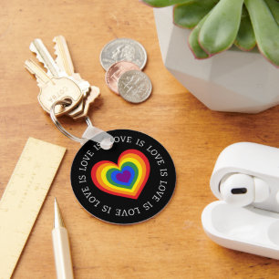 Love LGBTQ Rainbow Heart on Black Sleutelhanger